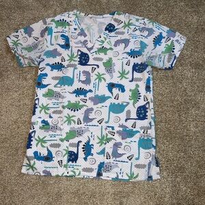 Uniform Advantage Blue and Green Dinosaur Scrub Top size XS